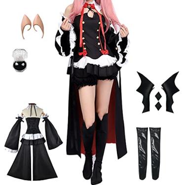 Imagem de TFRVMA Fantasia Krul Tepes Cosplay Krul Cosplay Vestido Manga Larga Conjunto Completo com Acessório, Preto, X-Large