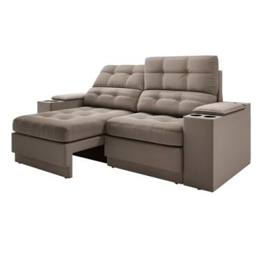 Imagem de Sofá com Usb Retrátil e Reclinável Eureka 1,70m - Capuccino