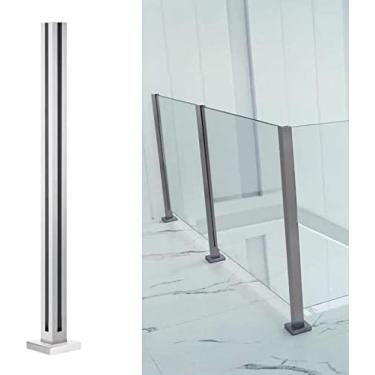 Imagem de Poste de corrimão de deck prateado para vidro/plástico/painel de madeira 10/12 mm, poste de balaustrada de vidro de aço inoxidável para varanda/escadas de corredor/loft de plataforma externa