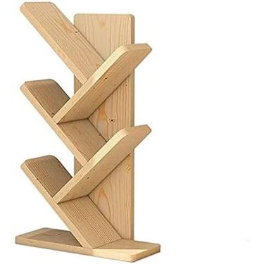 Imagem de Prateleira de mesa moderna, estante de árvore, 11 camadas, estante de chão, pinho natural, madeira, organizador de mesa de escritório, 5 camadas