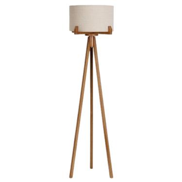 Imagem de Luminária Coluna Chão Tripe Soft Imbuia Cúpula Bege 40x156cm Ref.372.Imb.Tc.Bg - Ar Iluminação Ar Iluminação