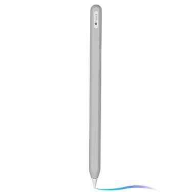 Imagem de Capa de silicone ultrafina compatível com Apple Pencil de 2ª geração, capa protetora de silicone para iPad Pro 11 de 12,9 polegadas 2018, capa de silicone macia à prova de choque (cinza)