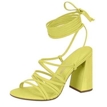 Imagem de Sandália Vizzano Amarração Salto Grosso Feminino, Verde, 38
