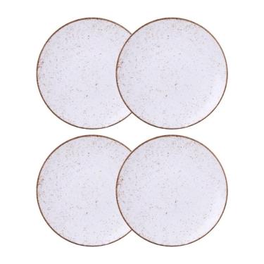 Imagem de Jogo de Pratos Rasos 4 Peças Rústico 25 cm Porcelana Decorada Tramontina