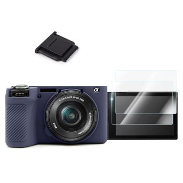 Imagem de Kit de acessórios Sony Alpha 6700 – Capa de silicone azul escuro, protetor LCD e capa de sapata