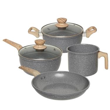 Imagem de OSTER JOGO DE PANELAS E LEITEIRA MARBLE EDITION DARK GREY – 4 PEÇAS COM REVESTIMENTO CERÂMICO ANTIADERENTE, ALÇAS EM SILICONE ANTITÉRMICO E BASE COMPATÍVEL COM INDUÇÃO