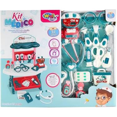 Imagem de Brinquedo Kit Médico Infantil, Com Bancada e Acessórios , Contém 25 Peças