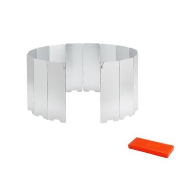Imagem de shamjina Protetor de vento para fogão de acampamento, protetor de vento para fogão dobrável com bolsa de armazenamento, leve, protetor de vento para cozinhar, Argento
