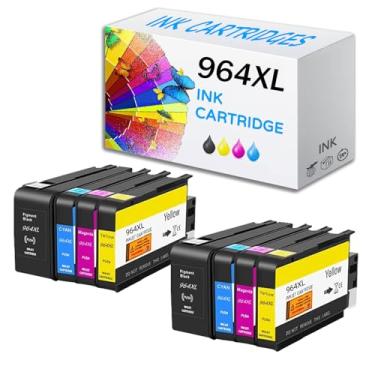 Imagem de MEIYIYA Cartuchos de tinta compatíveis 964XL HP 964XL 964, substituição para impressoras HP OfficeJet Pro 9010 9015 9019 9020 9025, preto amarelo ciano magenta, alto volume de impressão, 4 cores -