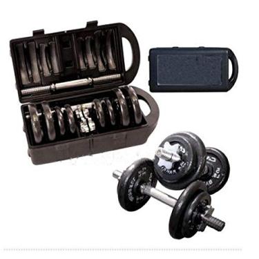 Imagem de Kit Completo Wct Fitness Anilhas + Halteres Na Maleta 20Kg Preto
