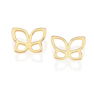 Imagem de Brincos banhado ouro 3x 24k 18k e 22k femininos pequenos borboleta rom