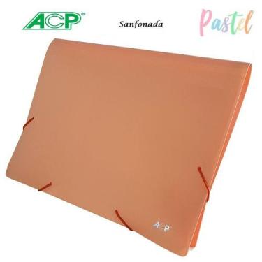 Imagem de Pasta Sanfonada A4 12 Divisórias Laranja Pastel 1727 ACP