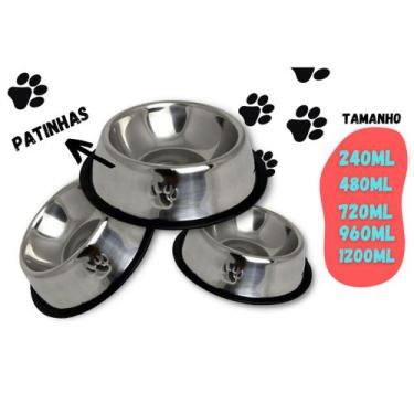 Imagem de Comedouro e Bebedouro Aço De Inox Para Pet Cachorro Cães e Gato Pote V