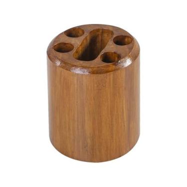 Imagem de Porta Escova De Dentes E Creme Dental Em Madeira Rústica - Jn Artes Rú