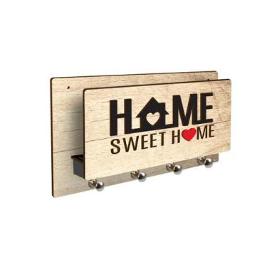 Imagem de Porta Chaves Com Porta Cartas Home Sweet Home Em Mdf - Spezialle