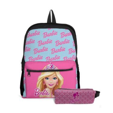 Imagem de Kit Mochila com Bolso e Estojo Infantil Menina Barbie Rosa  - Use Thuc