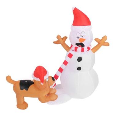 Imagem de Boneco de Neve de Natal Inflável de 3,6 Pés Com Cachorro, Luzes LED Brancas IP44 Resistente à água Mordida de Boneco de Neve Inflável Cachorro Infláveis ​​de Natal (Plugue UE