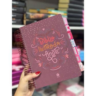 Imagem de Bíblia Ilustrada Anote rosa brilhante com abas adesivas coladas - CENT