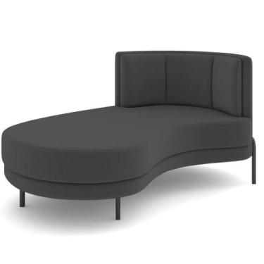 Imagem de Chaise Longue Divã 164cm Braço Direito Logus D06 Veludo Cinza - Mpozen
