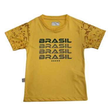 Imagem de Camisa Brasil Bandeira - Infantil - Revedor, 12, Amarelo