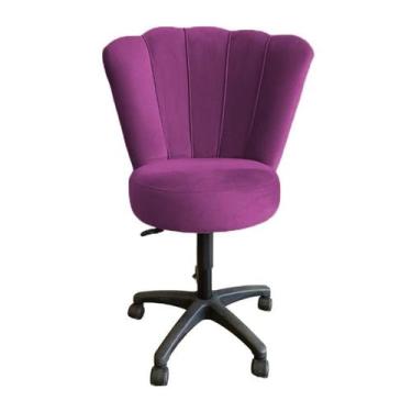 Imagem de Cadeira Mocho Para Estética Escritório Veludo Roxo - LM DECOR