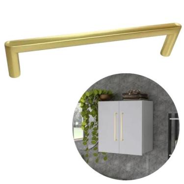 Imagem de Puxador Alça Reta Cordova 192mm Dourado Escovado Elegante Móveis  - Re