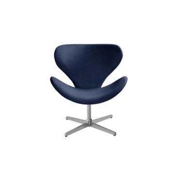 Imagem de Poltrona Decorativa Isis Swan Cadeira Giratória Pé Metal Escritório, H