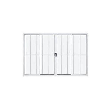 Imagem de vitro 4 folha 100x200 C/Grade Branco Linha Modular  - Jr esquadrias pr