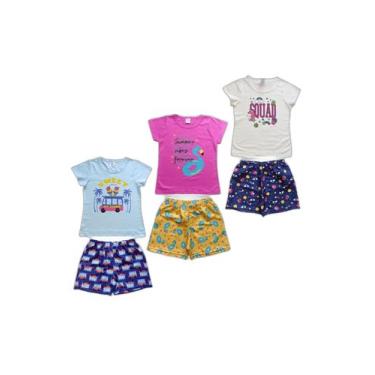 Imagem de Conjuntos Infantis Criança Menina  Blusa Shorts Kit  6 peças - Kitilic