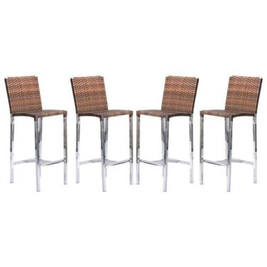 Imagem de Kit com 4 Banquetas Altas Jardim em Alumínio Fibra Capuccino - UMA BOX