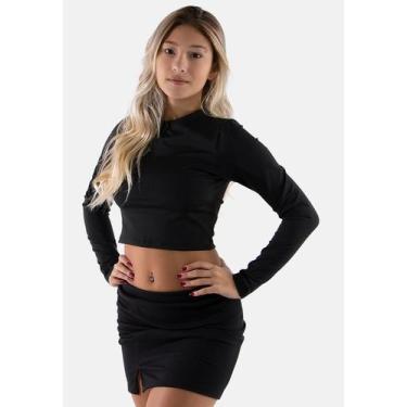 Imagem de Cropped Manga Longa Linha Noite - DILUXO, G, Preto