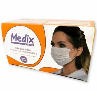 Imagem de Mascara cirurgica tripla camada com elastico com 50 medix - Cirurgica 