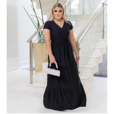 Imagem de Vestido Longo Plus Size Três Marias Moda Feminina - MISS FLOWER, Preto