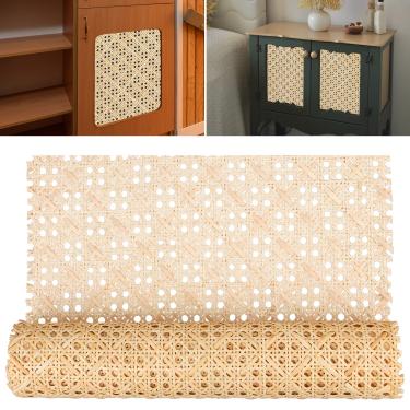 Imagem de Rolo de correias de vime de cana, 35 cm x 1 m polegadas Cana de malha aberta tecida de malha natural de vime para projetos de cana Rattan largo para artesanato faça você mesmo móveis de cadeira de