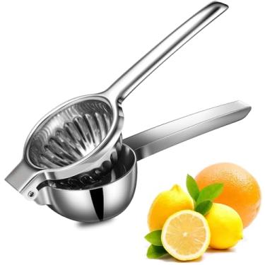 Imagem de Espremedor de limão extragrande Tezz, espremedor manual de laranja resistente com concavidade de filtragem extragrande de 9 cm, espremedor de frutas cítricas em aço inoxidável
