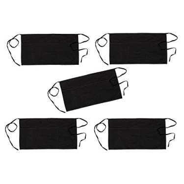 Imagem de RAJRANG BRINGING RAJASTHAN TO YOU Avental de cintura preto garçonete puro algodão conjunto de 5 aventais curtos macios profissionais de bistrô mestre chef bistrô com 3 bolsos