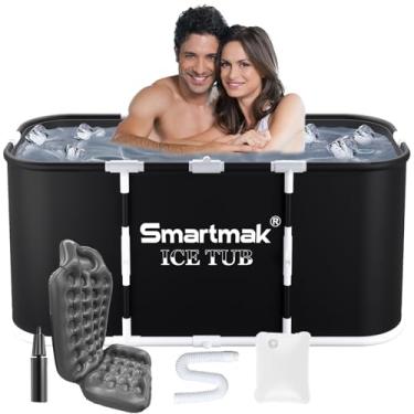 Imagem de Smartmak Banheira de gelo com tampa, banheira de mergulho portátil GG grande para atletas, terapia e recuperação de banheira de água fria, banhos de treinamento de imersão a frio em casa, piscina de