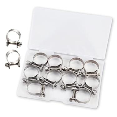 Imagem de LEONTOOL 10 peças de aço inoxidável mini tubo de combustível braçadeira de mangueira clipe 18-20mm linha de injeção de combustível estilo braçadeira de mangueira tubo ajustável clipe de mangueira grampos de tubo para tubo de gasolina diesel (23/32 polegadas - 3/4 "Dia)