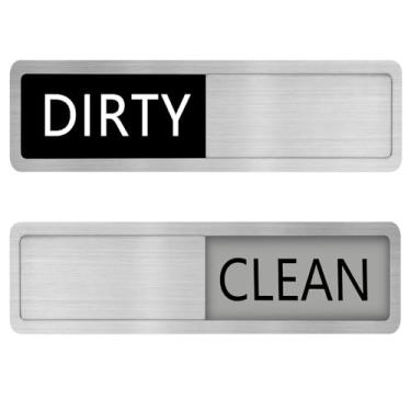 Imagem de Kichwit Ímã de lava-louças de aço inoxidável 304 Clean Dirty, funciona em todas as máquinas de lavar louça, 14 x 4 cm, preto e cinza
