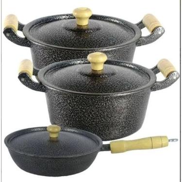 Imagem de Jogo 3 pçs Panelas de Caçarolas 18 e 20 Alumínio Frigideira 20 Cm - Ok