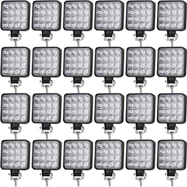 Imagem de 24 peças de luz LED 48 W 4,3 polegadas luz de LED à prova d'água quadrado luz de neblina de condução luz de LED para caminhões de barco, trator, quadriciclo, motocicleta, SUV, luz de carro
