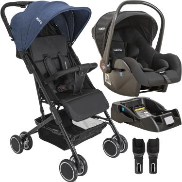 Imagem de Carrinho de Bebe com Bebe Conforto Base Kiddo Mascote Marinho