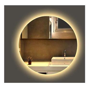 Imagem de Espelho redondo iluminado com led quente 50cm TOUCH - Woodglass