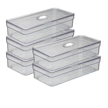 Imagem de Jogo 5 Organizadores Baixo Transparente P/ Geladeira Porta Ovos - PLAS