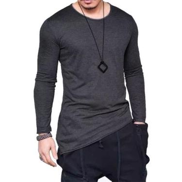 Imagem de Camiseta Longline Oversized Corte Lateral Manga Longa - Di Nuevo, Cinz
