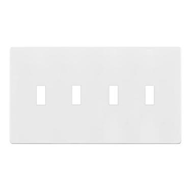 Imagem de ENERLITES Placa de parede para interruptor de interruptor quádruplo sem parafusos, capa de interruptor de luz segura para crianças, tamanho padrão 4 - gangues 12 x 21 cm, termoplástico de