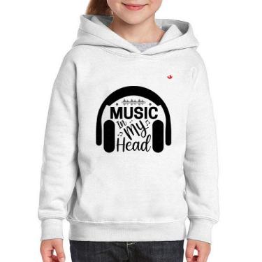 Imagem de Moletom Infantil Music in my head - Foca na Moda, Branco, 8