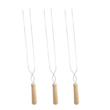 Imagem de Kit 3 Espetos duplo inox c/ cabo de madeira churrasco - Araminas