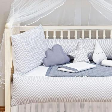 Imagem de Kit Berço Americano Estampado Chevron 13 Pcs Protetor Bebe Quarto Enxo
