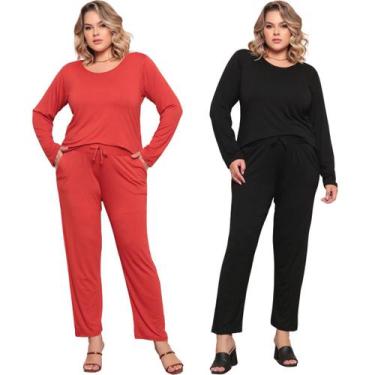 Imagem de Kit 2 Conjunto Plus Size Feminino Manga Comprida Viscolycra - Felicity